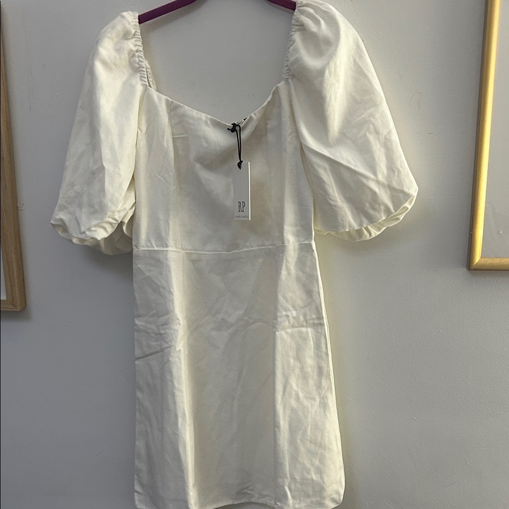 NWT Rachel Parcell Linen Blend Puff Sleeve Mini Dress - Small